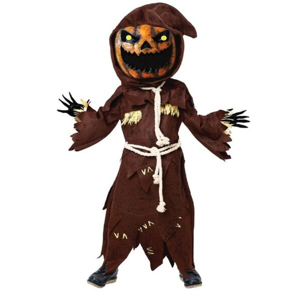 Scary Scarecrow Kids Halloween Costume With Mask & Robe- L - Picture 1 of 2